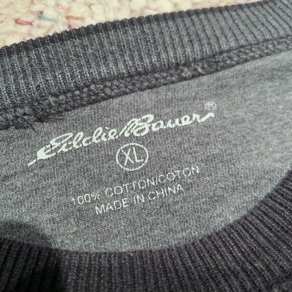 eddie bauer sweater men XL crew neck knitted heavy Navy Blue. - Picture 3 of 5